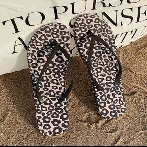 Leopard Print Flip Flops